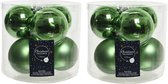 18x stuks kerstballen groen van glas 8 cm - mat en glans - Kerstversiering/boomversiering
