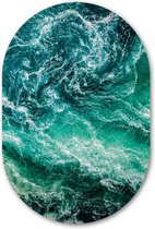 Muurovaal Blauw helder water in de Oceaan - WallCatcher | Geborsteld Aluminium 80x120 cm | Ovalen schilderij | Wandovaal Ocean