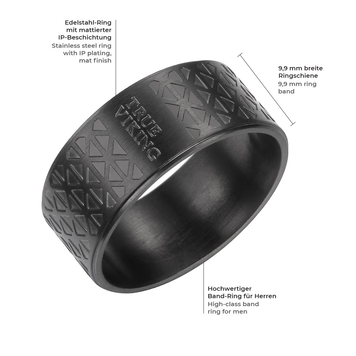 True Rebels Mannen Edelstalen ring zwart