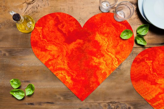 Napperons de table - Sets de table - Napperons coeur - Peinture - Oranje - Abstrait - Motifs - 10 pièces