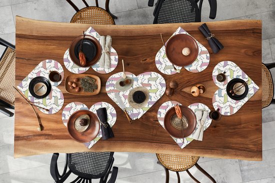 Napperons de table - Sets de table - Napperons coeur - Motifs - Cerf - Beige - 10 pièces