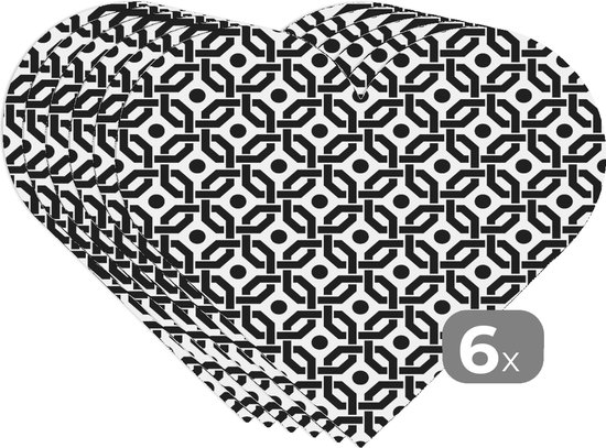 Sous-verres - Napperons de table - Napperons de table coeur - Zwart - Géométrie - Design - 6 pièces