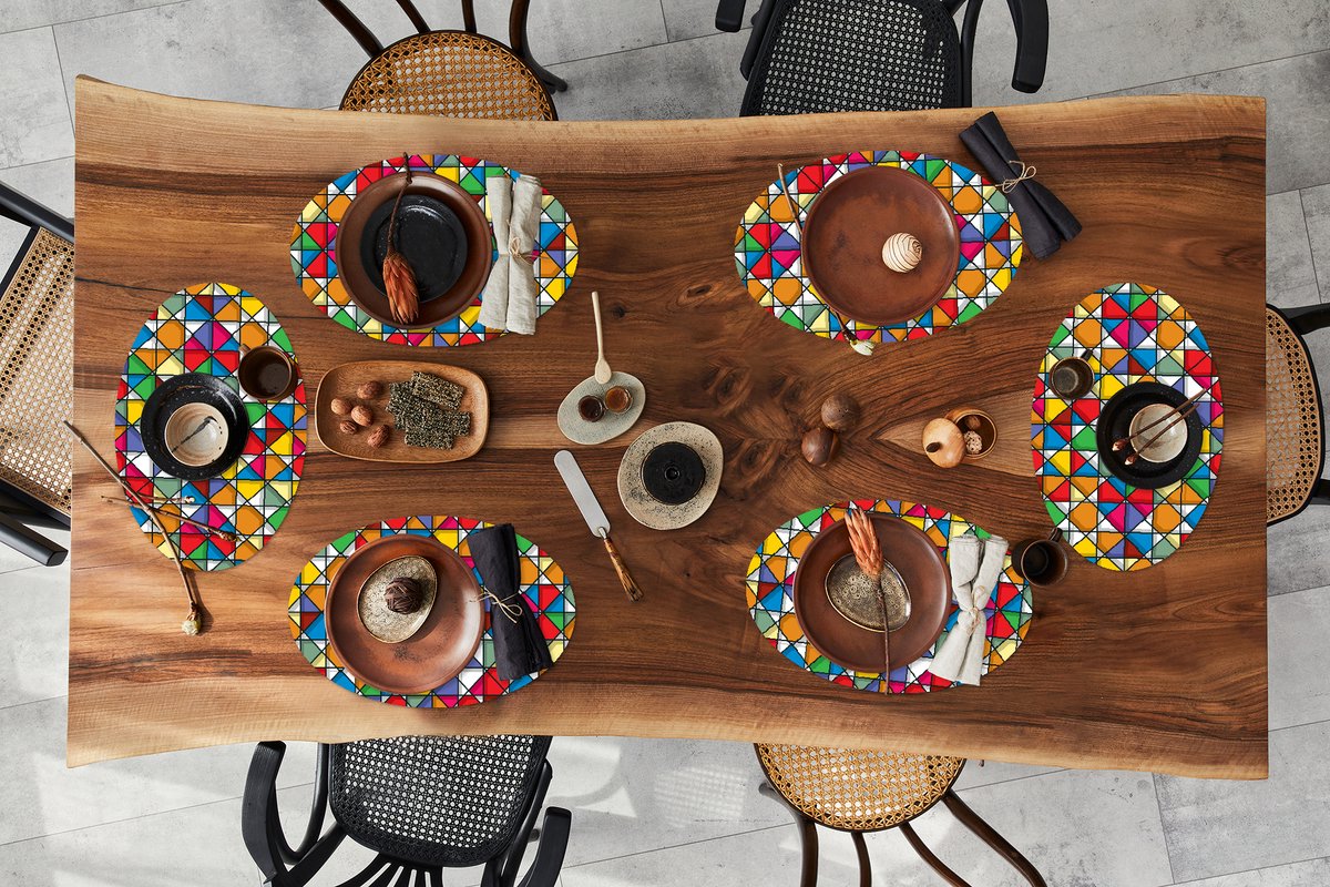 Placemats ovaal - Onderleggers - Ovale placemats - Glas - Geometrie - Design - 6 stuks