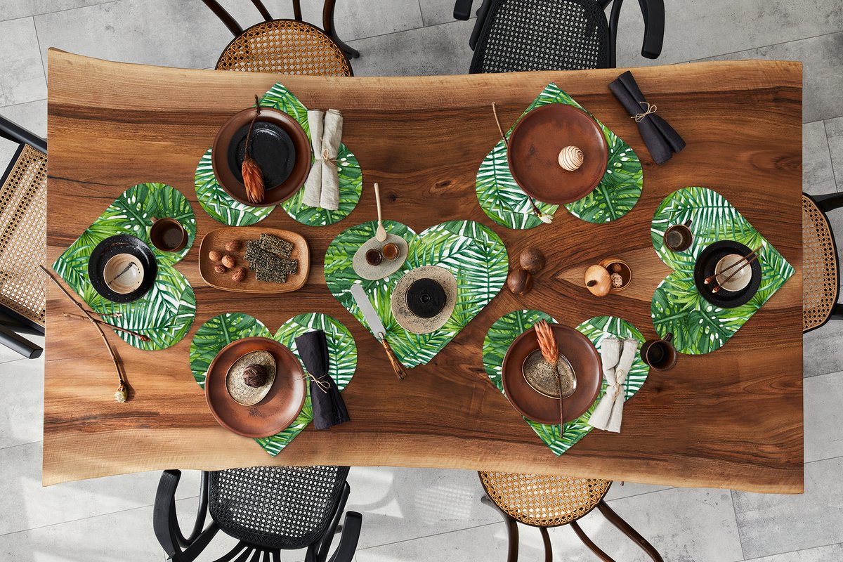 Onderleggers - Placemats - Placemats hartje - Bladeren - Palm - Patronen - 10 stuks