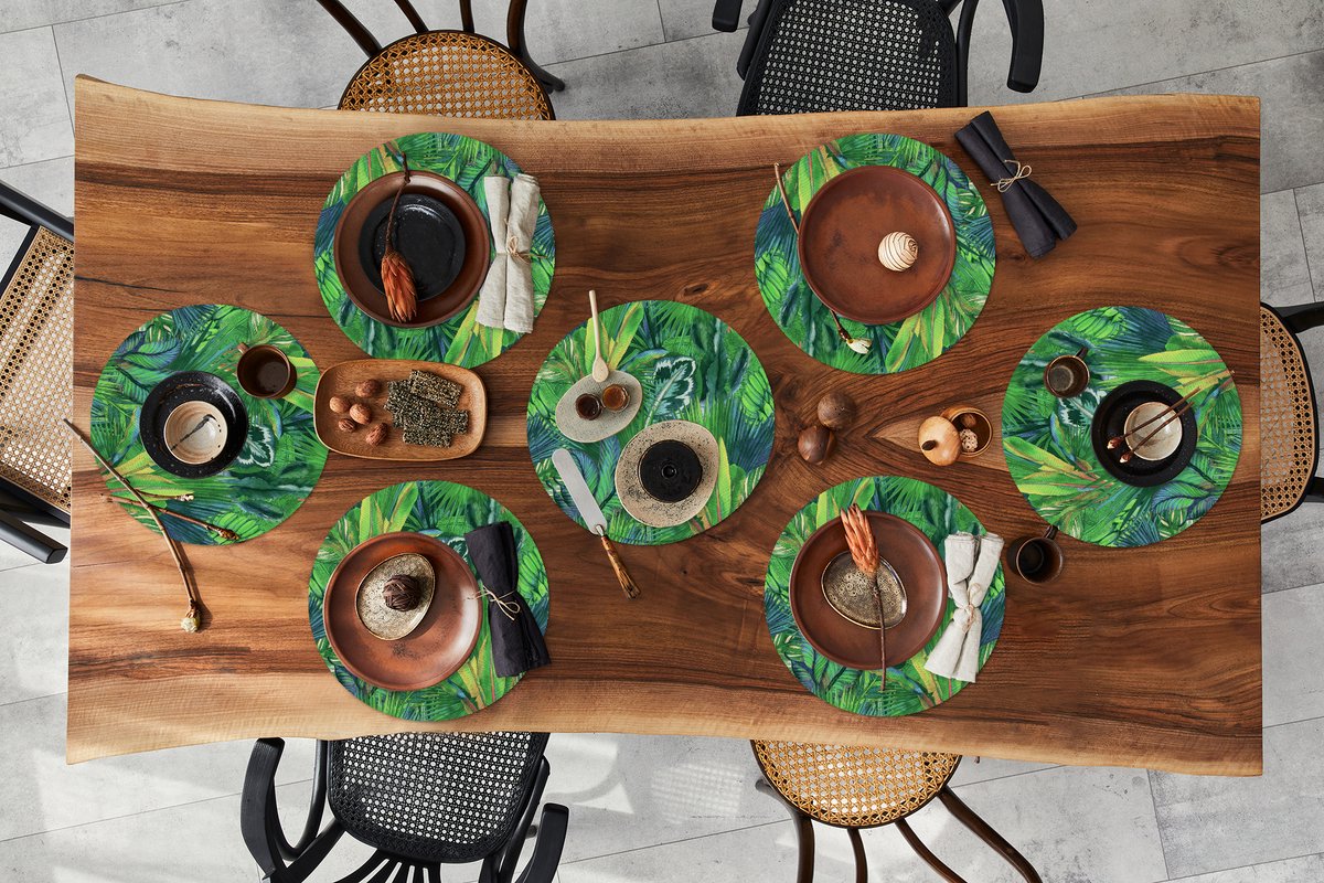 Ronde placemats - Onderlegger - Placemats rond - Bladeren - Tropisch - Patronen - 8 stuks