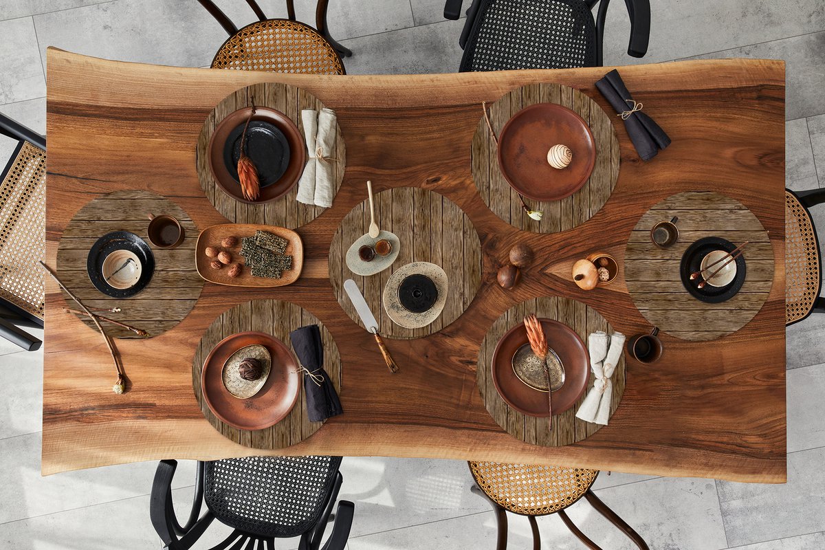 Ronde placemats - Onderlegger - Placemats rond - Hout - Natuur - Patronen - 8 stuks
