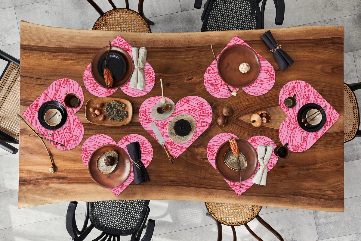 Onderleggers - Placemats - Placemats hartje - Valentijn - Design - Liefde - 8 stuks