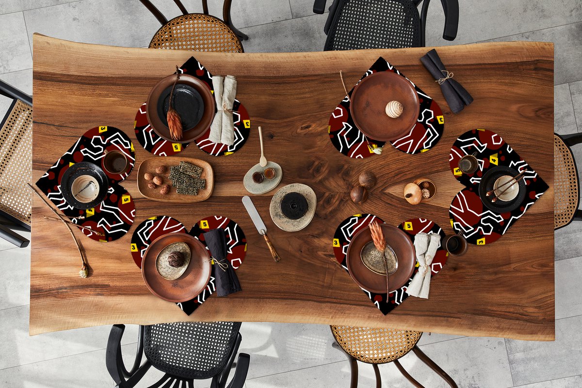 Onderleggers - Placemats - Placemats hartje - Halloween - Bloed - Patronen - 6 stuks
