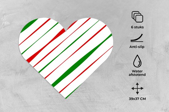 Dessous de verre - Napperons de table - Napperons de table coeur - Motifs - Noël - Rayures - 6 pièces - Noël - Cadeau - Cadeau de Noël homme, femme et enfant