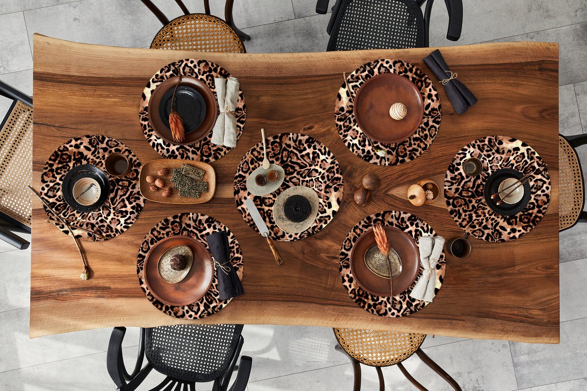 Ronde placemats - Onderlegger - Placemats rond - Dierenprint - Luipaard - Design - Luxe - 8 stuks