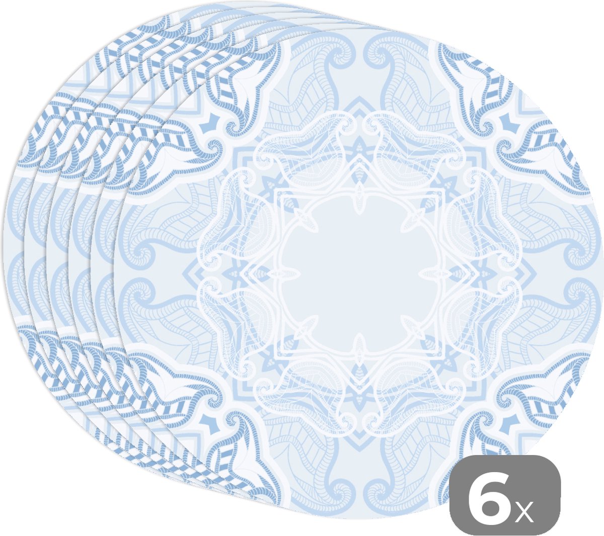 Ronde placemats - Onderlegger - Placemats rond - Winter - Sneeuw - Abstract - Luxe - 6 stuks - Kerst - Cadeau - Kerstcadeau voor mannen, vrouwen en kinderen