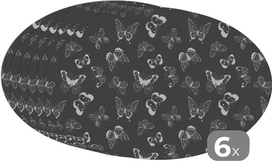 Napperons ovales - Sets de table - Sets de table ovales - Papillons - Rétro - Design - 6 pièces