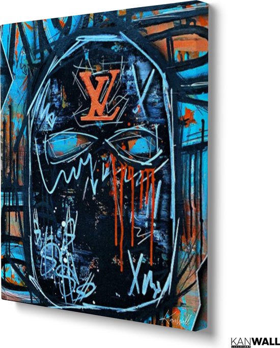 Luxe Canvas Schilderij LV Graffiti | 60x90 | Woonkamer | Slaapkamer | Kantoor | Muziek | Design | Art | Modern | ** 4CM DIK! 3D EFFECT**