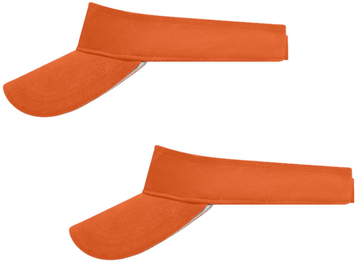 Set van 8x stuks zonneklep oranje uni kleuren 47 cm - zonnehoedjes voor volwassenen