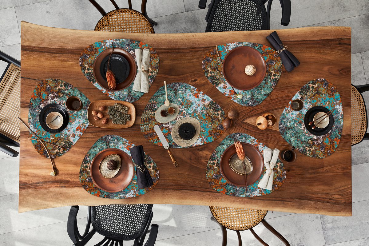 Placemat organisch - Placemats organic - Onderleggers - Abstract - Verf - Patronen - 10 stuks