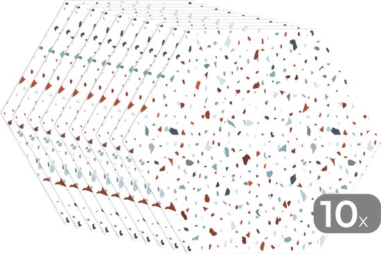 Napperons hexagon - Sets de table sets de table - Set de table hexagone - Terrazzo - Abstrait - Motif - 10 pièces