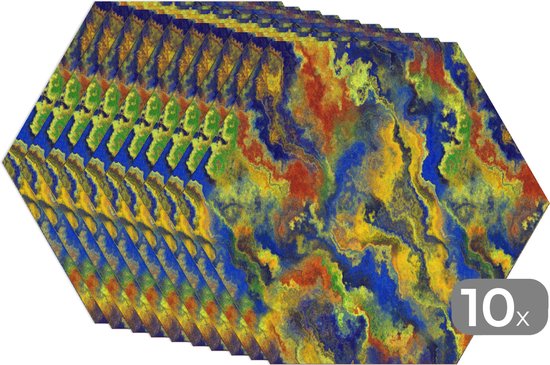 Napperons hexagon - Sets de table sets de table - Set de table hexagone - Abstrait - Motifs - Peinture - 10 pièces