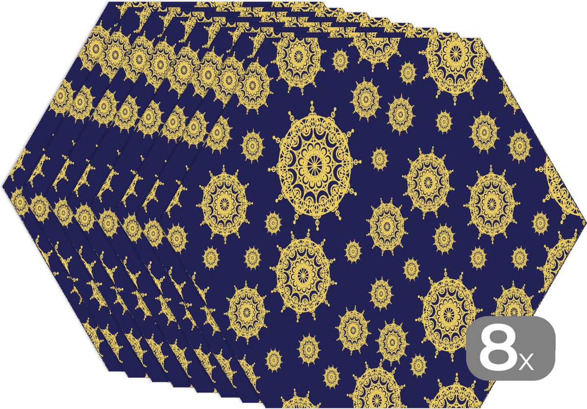 Placemats hexagon Onderleggers placemats Placemat zeshoek Mandala