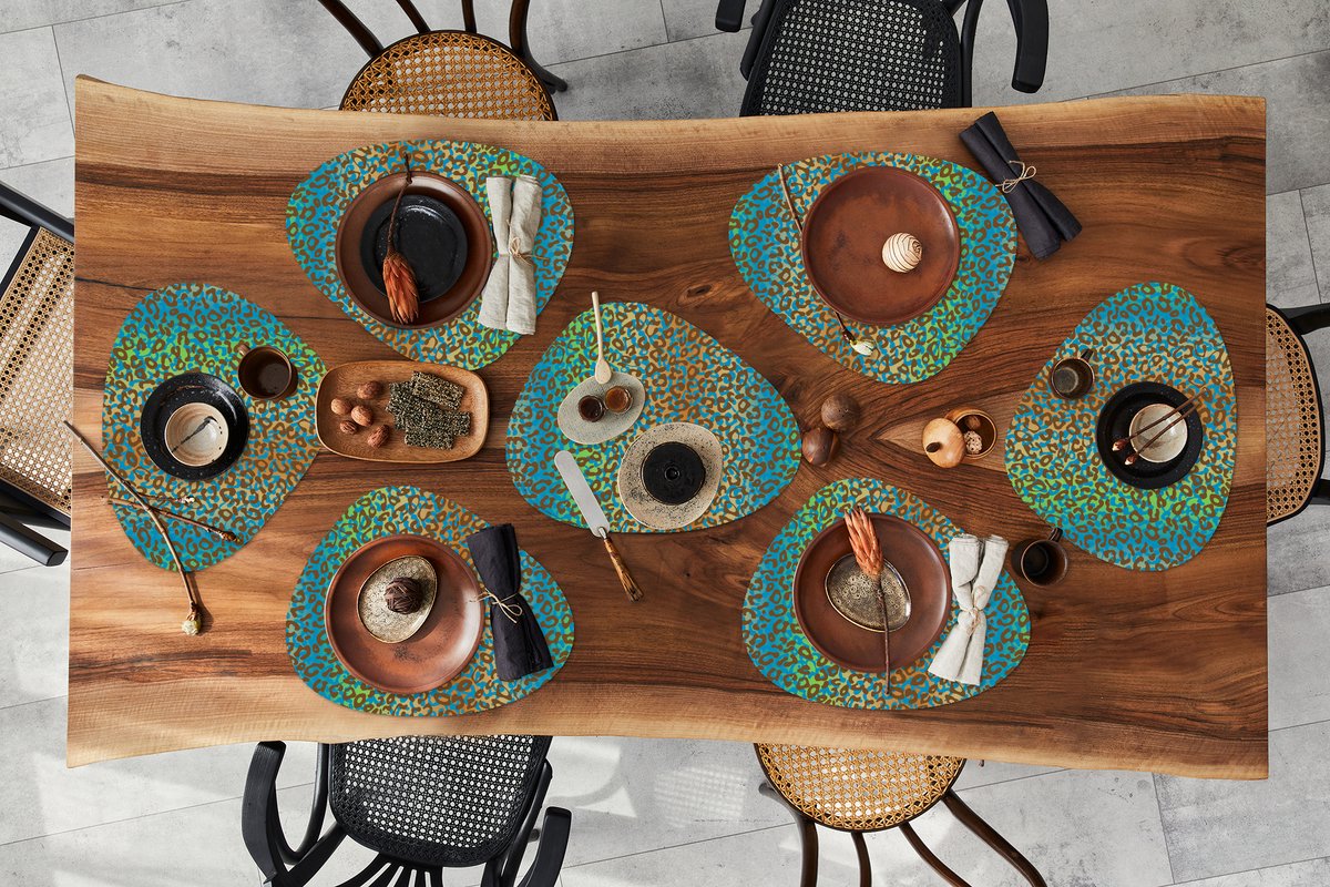 Placemat organisch - Placemats organic - Onderleggers - Patroon - Panter - Abstract - 8 stuks