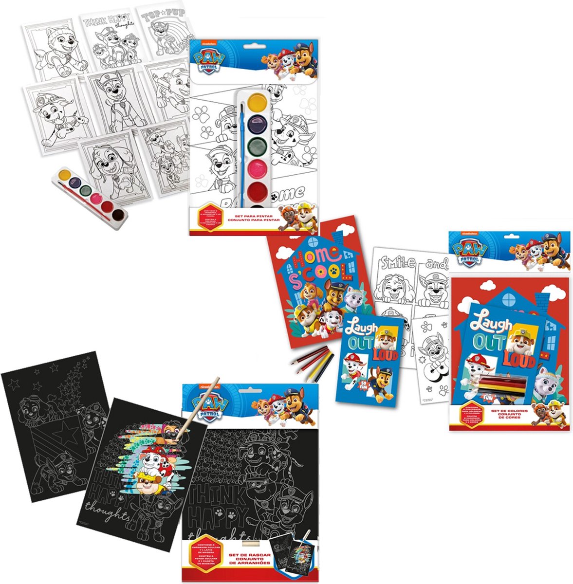Paw Patrol Kleur en knutselpakket 3 sets in 1 Verfset Scratch art