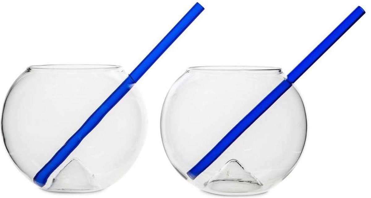 ByOn Glazen Met Rietjes Magaluf 2-Pack Blauw