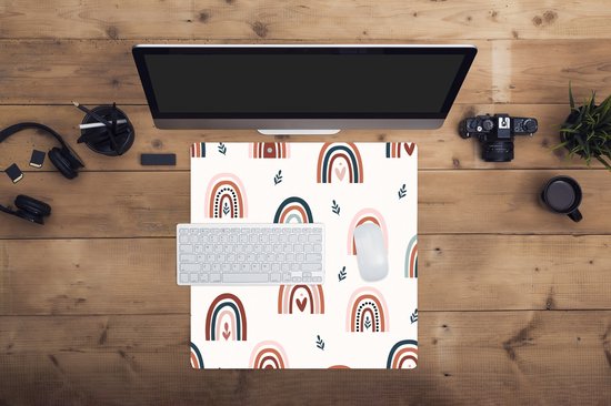 Tapis de souris XXL - Sous-main - Tapis de bureau - Arc-en-ciel - Pastel - Motifs - Bohème - 50x50 cm - Tapis de souris XXL