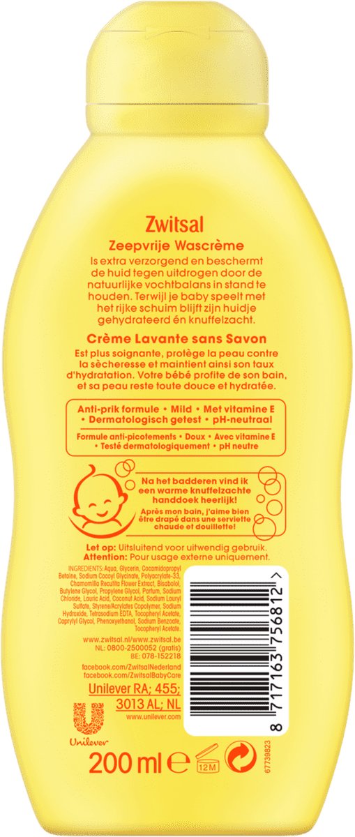 Zwitsal - Zeepvrije Wascreme - 6 x 200ml - Voordeelverpakking van Zwitsal — afbeelding 4