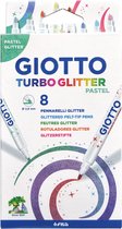 Feutres à paillettes Giotto Turbo , étui à crayons en carton avec 8 pièces, couleurs pastel