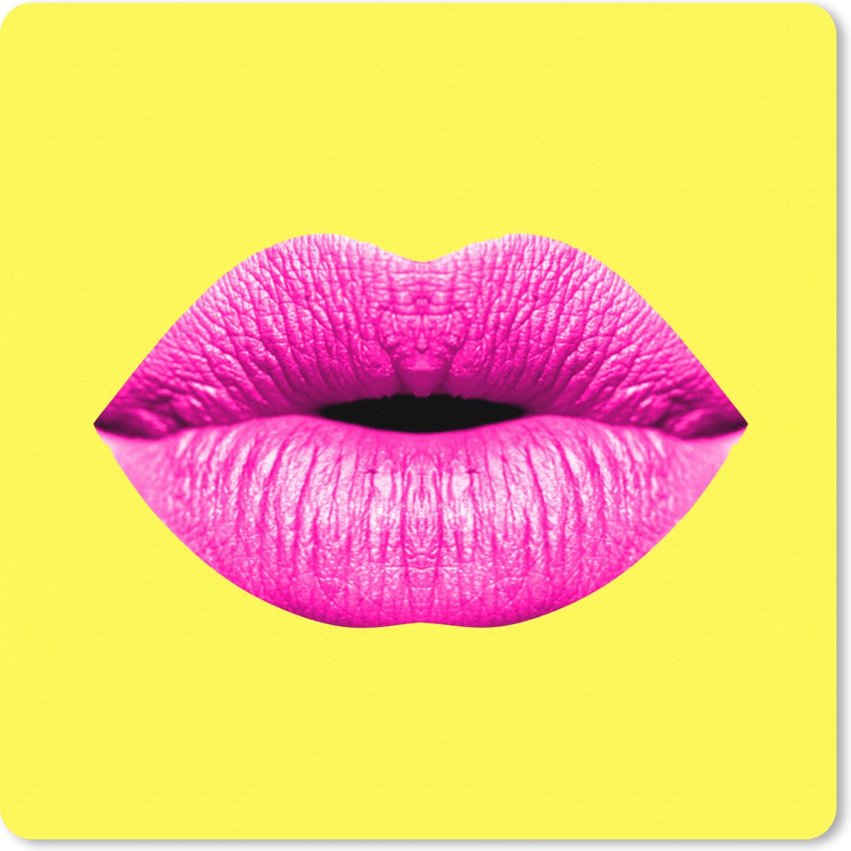 Muismat XXL 50x50 cm - Bureau onderlegger - Bureau mat Lippen - Roze - Geel - Bureaumat - Gaming mousepad xl - Bureaulegger groot - Computer deskmat