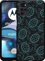 Motorola Moto G22 Hoesje Zwart Schildpadjes - Designed by Cazy