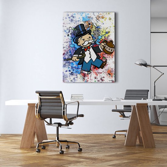 Luxe Canvas Schilderij Monopoly | 60x90 | Woonkamer | Slaapkamer | Kantoor | Muziek | Design | Art | Modern | ** 4CM DIK! 3D EFFECT**