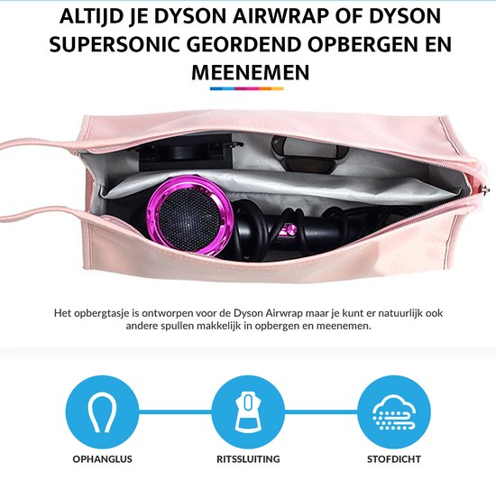 YONO Travel Case geschikt voor Dyson Airwrap Styler & Dyson Supersonic Föhn - Opbergtasje Stijltang - Reistas - Etui Organizer - Lichtroze - YONO