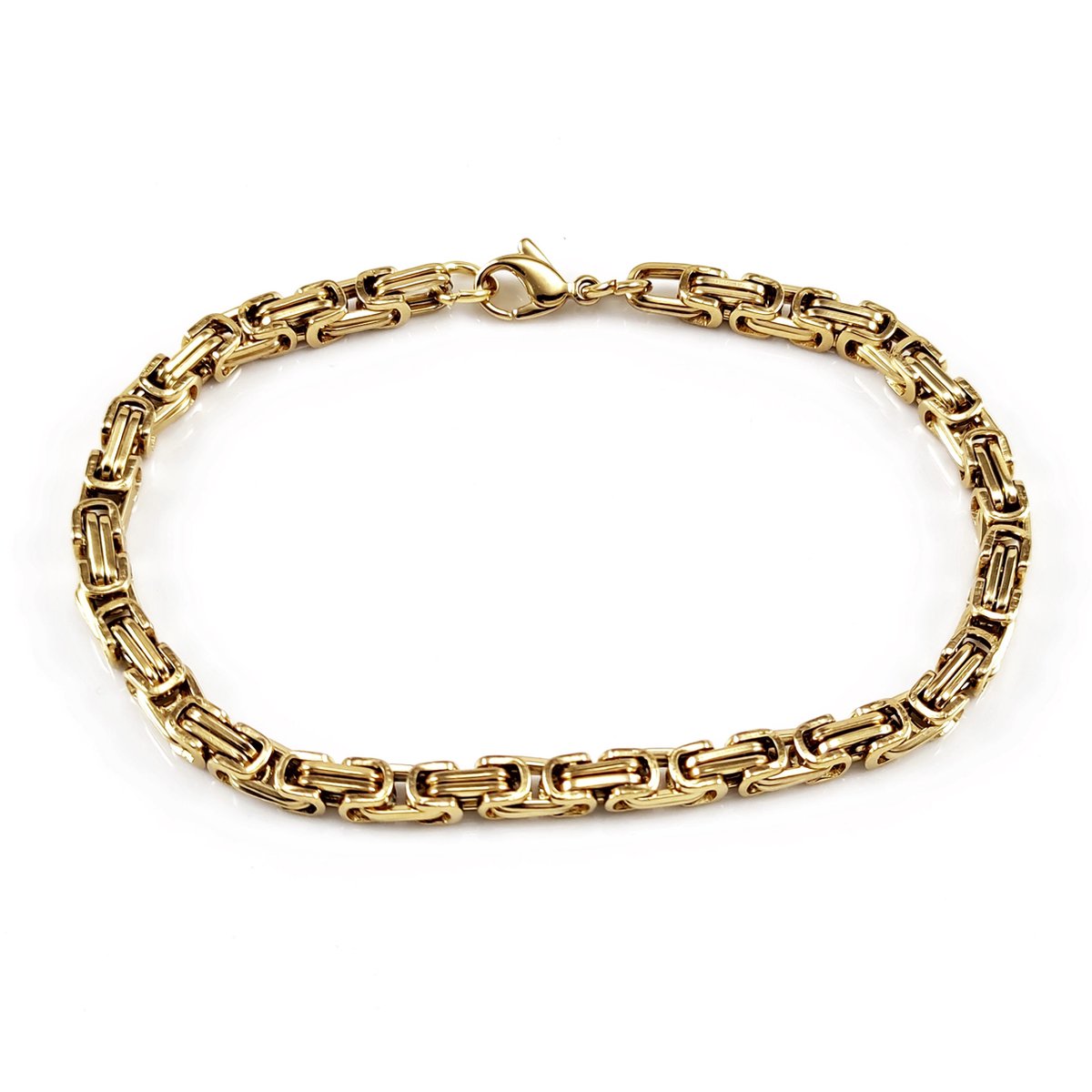 Vierkante Koningsarmband Heren - Stalen Schakelarmband Goudkleur – 5 mm