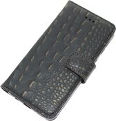 Made-NL Handgemakte Geschikt voor Apple iPhone 13 Pro book case Bruin Zwart goud Krokodillenprint leer hoesje