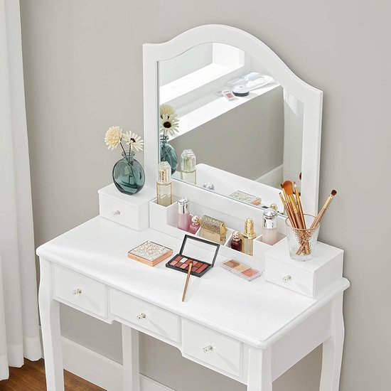 Witte kaptafel set met spiegel en kruk meisjes make-up