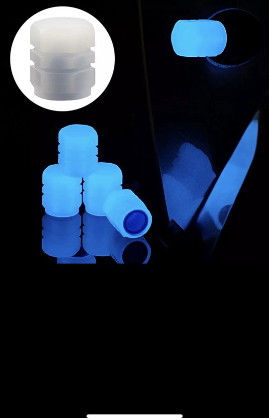 Glow de valve phosphorescent - bleu - 4 pièces - bouchons de valve de  voiture 