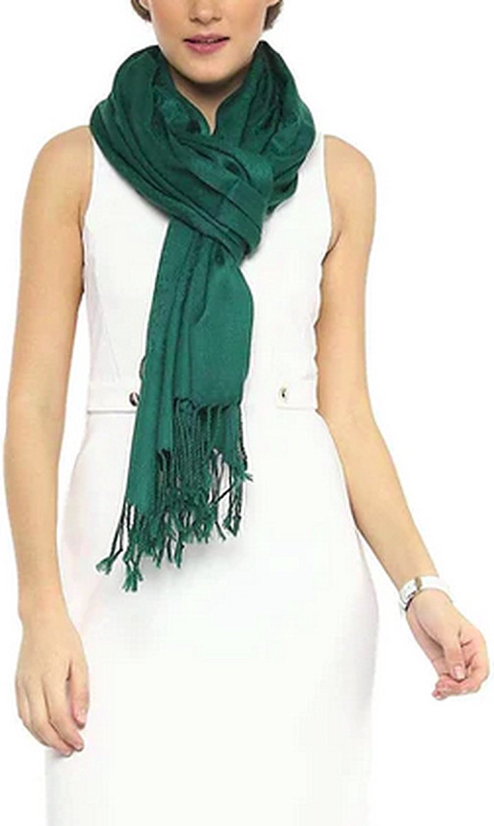 N3 Collecties Dames Zacht Warme Paisley Wol Geweven Sjaal/Stola: Groen