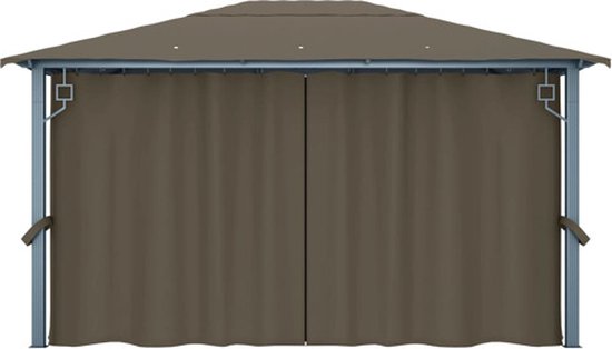 vidaXL Tonnelle avec rideau 400x300 cm Aluminium Taupe