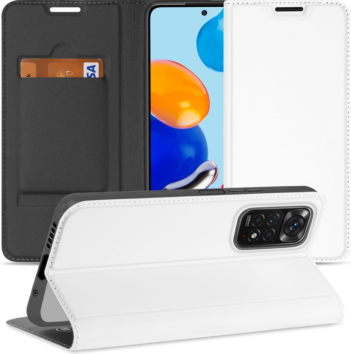 Xiaomi Redmi Note 11/11S Standcase Hoesje Wit met Pashouder