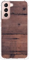 Anti Shock hybrid Case Geschikt voor Samsung Galaxy S21 FE Telefoon Hoesje met doorzichtige rand Old Wood