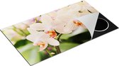 Chefcare Inductie Beschermer Gestreepte Witte Orchidee Bloemen - 90x50 cm - Afdekplaat Inductie - Kookplaat Beschermer - Inductie Mat