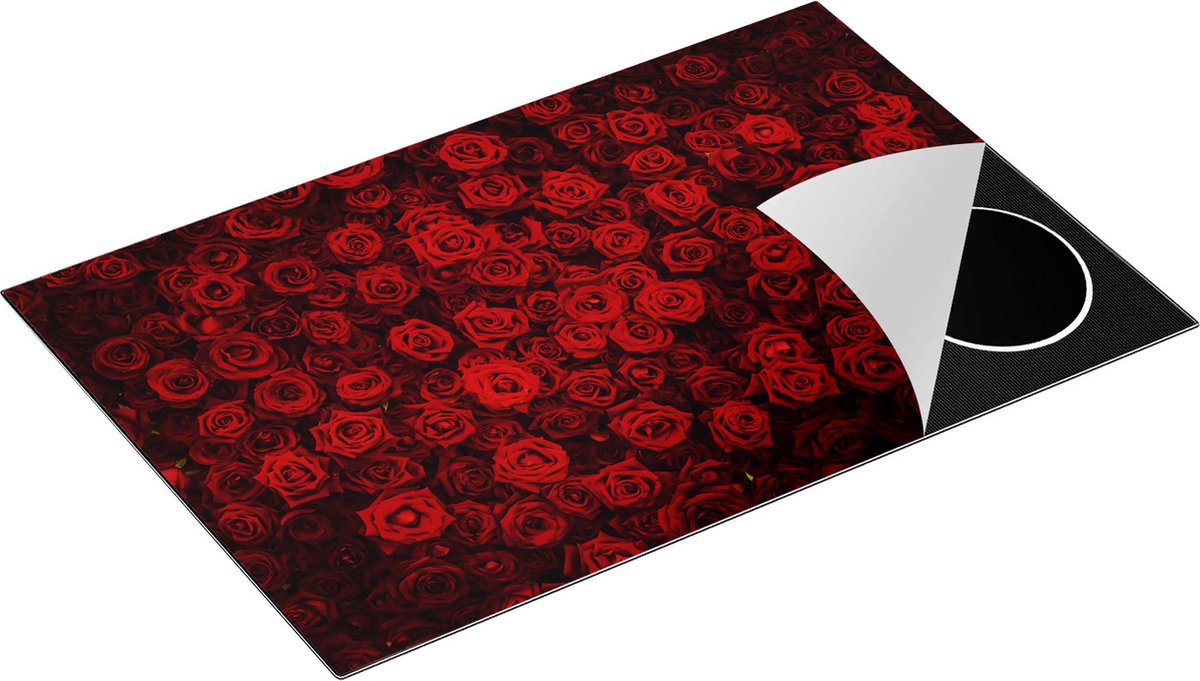 Chefcare Inductie Beschermer Rode Rozen Achtergrond - 80,2x52,2 cm - Afdekplaat Inductie - Kookplaat Beschermer - Inductie Mat