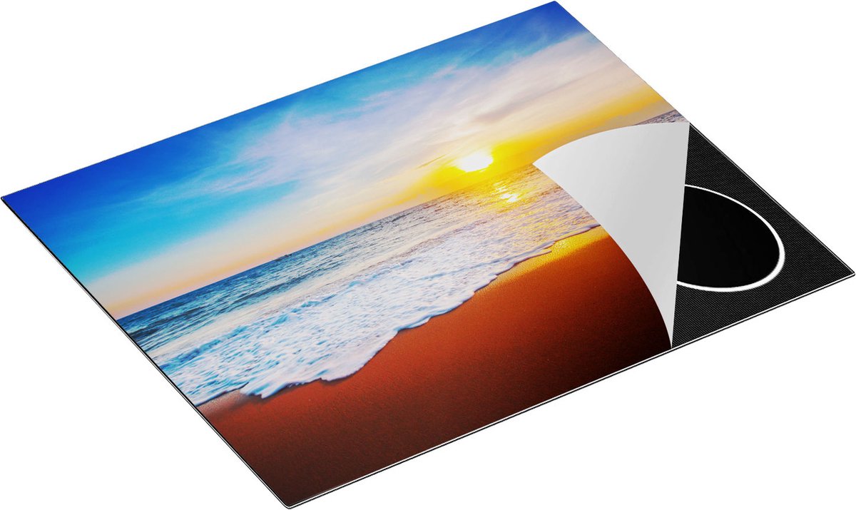 Chefcare Inductie Beschermer Strand en Zee tijdens Zonsondergang - 65x50 cm - Afdekplaat Inductie - Kookplaat Beschermer - Inductie Mat