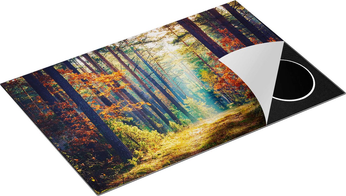 Chefcare Inductie Beschermer Herfstbos met Zonneschijn - Kleur - 81,2x52 cm - Afdekplaat Inductie - Kookplaat Beschermer - Inductie Mat