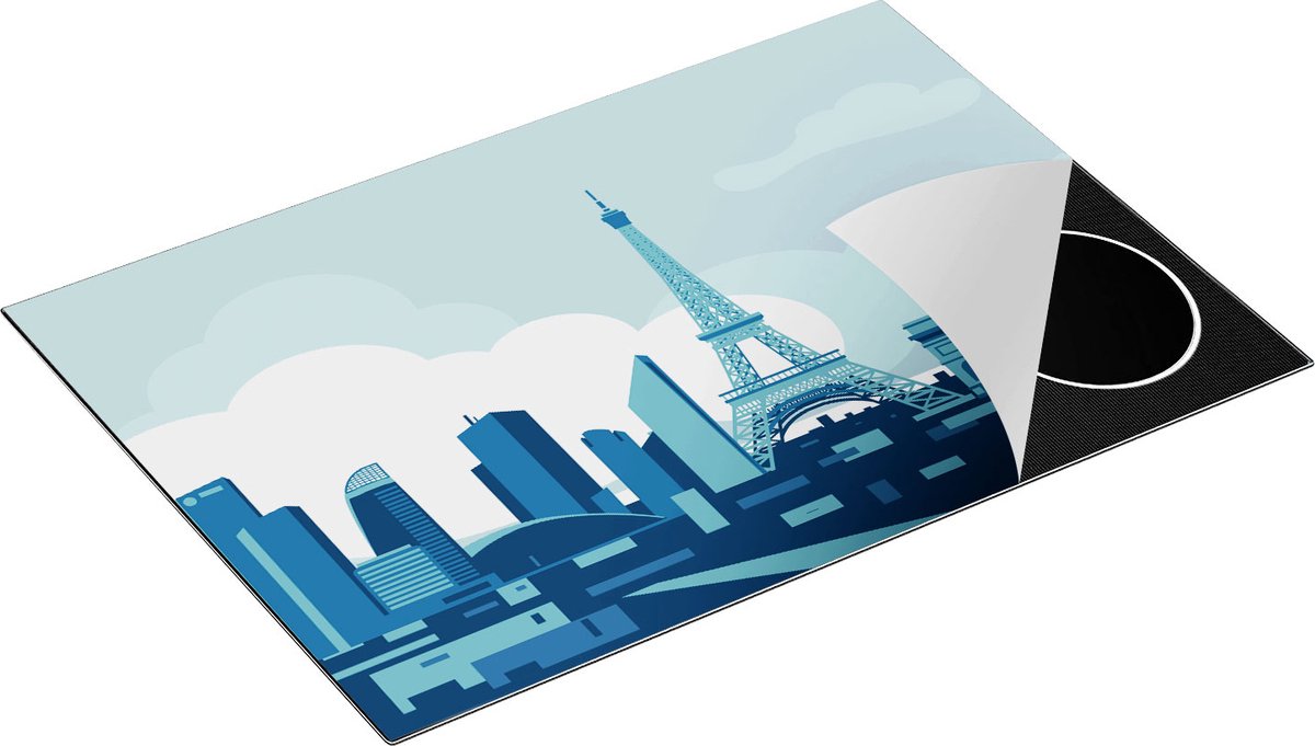 Chefcare Inductie Beschermer Skyline van Parijs - Abstract - 77x51 cm - Afdekplaat Inductie - Kookplaat Beschermer - Inductie Mat