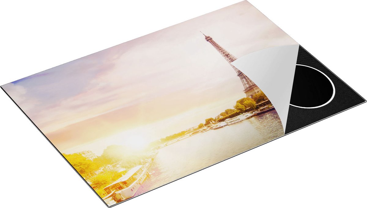 Chefcare Inductie Beschermer Eiffeltoren in Parijs aan het Water - 76x51,5 cm - Afdekplaat Inductie - Kookplaat Beschermer - Inductie Mat