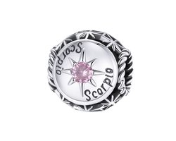 Sterrenbeeld schorpioen bedel met roze zirkonia geboortesteen | bedels voor armband | zodiac scorpio bead | Zilverana | geschikt voor alle bekende merken | 925 zilver | moederdag