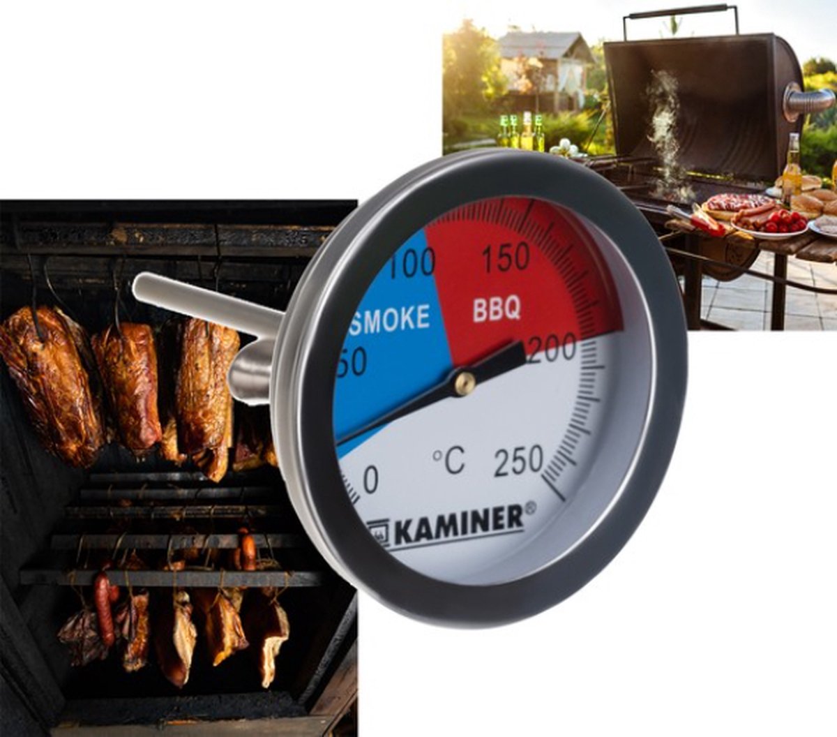 T.R. Goods - barbecue thermometer - tot 250 graden - 5 x 6.5 cm - 3 standen - Geschikt voor BBQ en Rookhuis BBQ