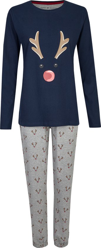 Happy Shorts Dames Kerst Pyjama Shirt + Broek Rendier - Maat S | bol.com