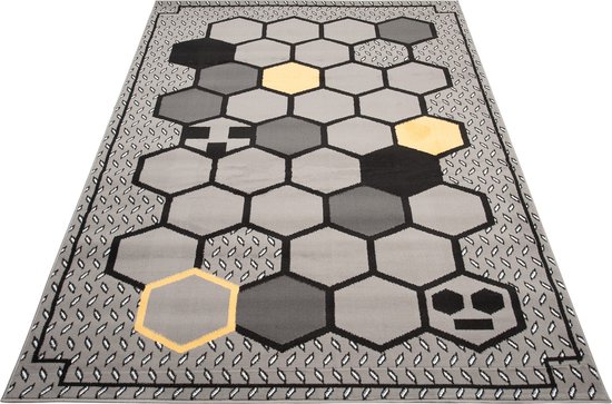 Tapiso Tapis Atena Grijs Jaune Chambre d'enfant Tapis Moderne Taille - 80x150
